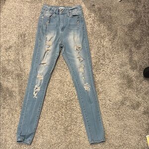 Forever 21 Blue Skinny Distressed Jeans